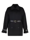 Max Mara Studio Pausa Double-breasted Virgin Wool Coat In Black