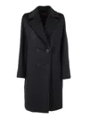 Max Mara Agenda Double Breasted Cocoon Long Wool Drap Coat Coats Blue In Black