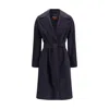 Max Mara Studio Wool With Peak Lapels Coat In Blue