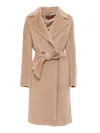 Max Mara Long-sleeved Lapel Coat In Brown