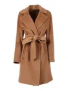 Max Mara Belted Wool Single-breasted Coat In Brown