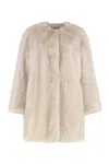 Max Mara Studio Coat In Faux Fur In Neutral