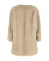Max Mara Cappotto In Tessuto Effetto Faux Fur Beige In Neutral