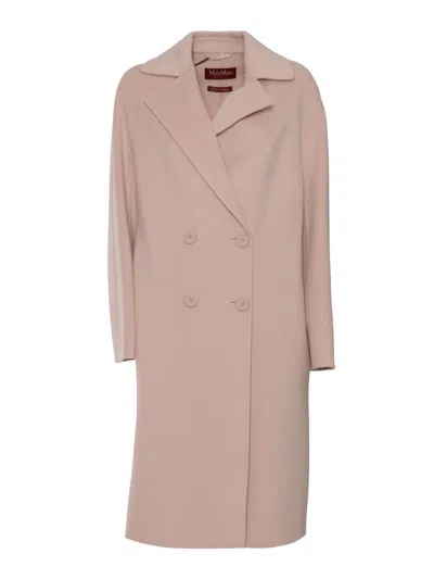 Max Mara Double-breasted Mid-length Coat With Notched Collar In Neutral