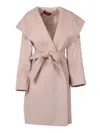 Max Mara Studio Newmang Belted Hooded Coat In Pink