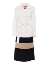 Max Mara Tailored Wrap Coat With Contrasting Stripes In Multi
