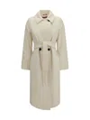 Max Mara Studio Double Breasted Wool Coat In White