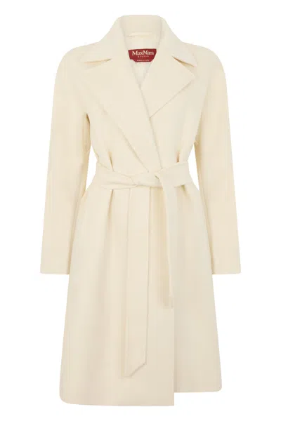 Max Mara Studio Coat With Adjustable Belt In Neutral
