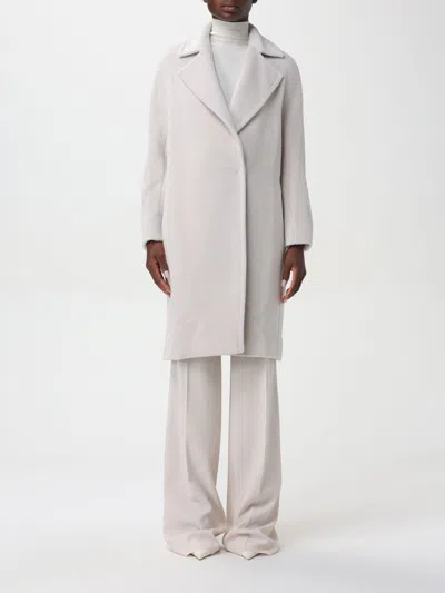 Max Mara Studio Coat Woman Beige In White