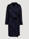 Max Mara Studio Navy Blue Cotton Gabardine Trench In Blue