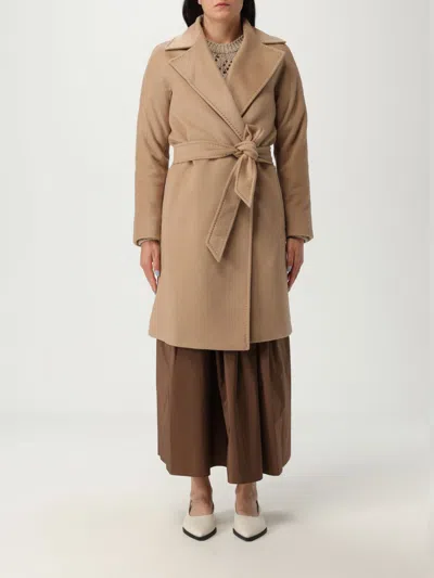 Max Mara Studio Coat Woman Camel In Brown