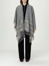 Max Mara Grey Jacquard Wool Hilde Poncho In Black
