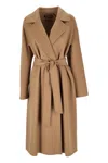 Max Mara Belted Wrap Coat In Brown