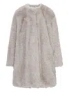 Max Mara Fur Round-neck Coat In Gray