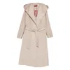 Max Mara Hooded Belted Coat In Neutral