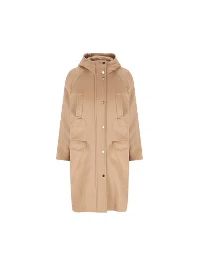 Max Mara Quilted Wool Coat In Brown