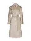Max Mara Long-sleeved Cashmere Coat In Sabbia Melange