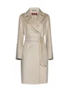 Max Mara Long-sleeved Cashmere Coat In Sabbia Melange
