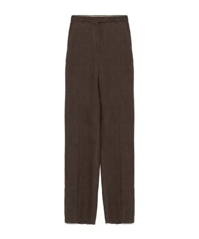 Max Mara Studio Cordova Pleat Detailed Straight Leg Trousers In Green