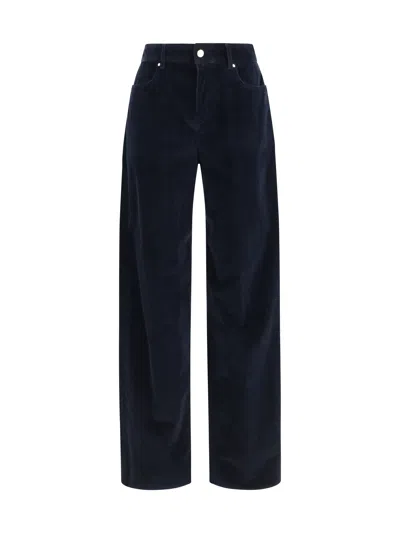 Max Mara Studio Corduroy Velvet Palazzo Trousers In Blue