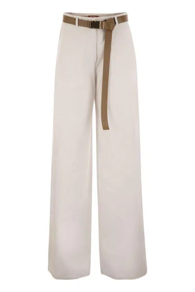 Max Mara Studio Cotton And Linen Trousers In Beige