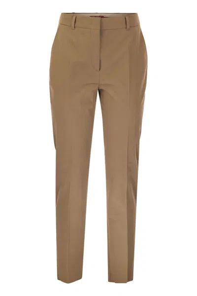 Max Mara Studio Cotton Cigar Trousers In Brown