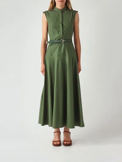 Max Mara Studio Cotton Dress In Green