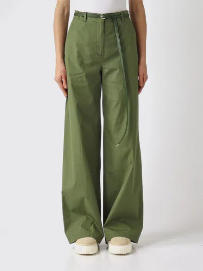 Max Mara Studio Cotton Palazzo Trousers In Green