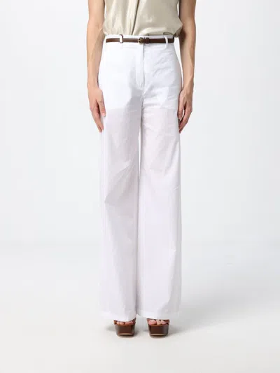 Max Mara Studio Cotton Palazzo Trousers In White