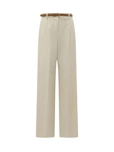 Max Mara Studio Cotton Trousers In Bianco Burro