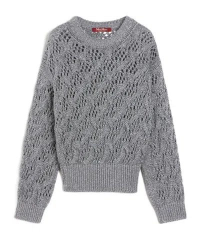 Max Mara Studio Crewneck Knitted Jumper In Gray