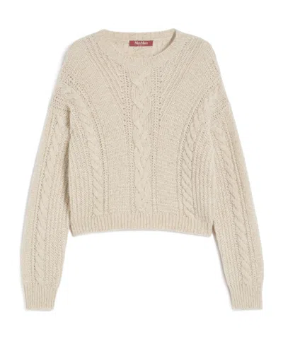 Max Mara Studio Crewneck Ribbed Jumper In Neutral
