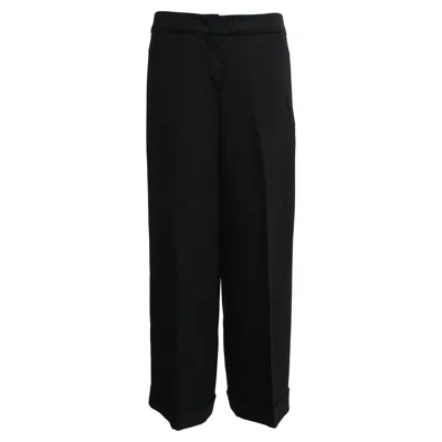 Max Mara Studio Cuffed Hem Straight-leg Trousers In Black Viscose