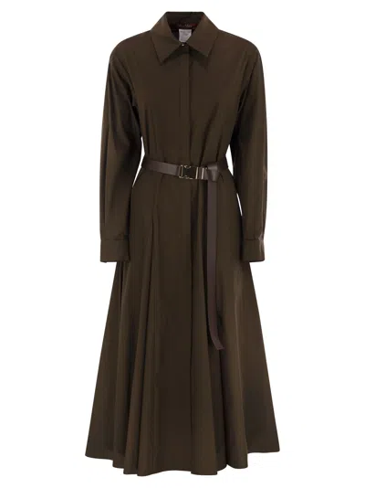 Max Mara Studio Dancing Cotton Chemise Dress In Brown