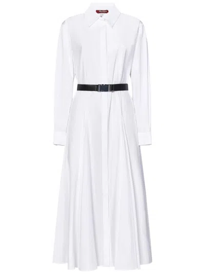 Max Mara Studio Dancing Midi Dress In White