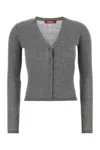 Max Mara Studio Dark Grey Silk Blend Potus Cardigan In Gray