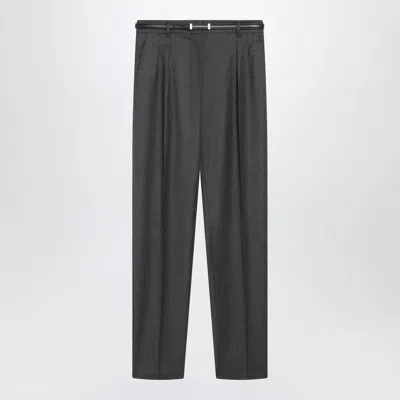 Max Mara Studio Dark Grey Wool Trousers In Gray