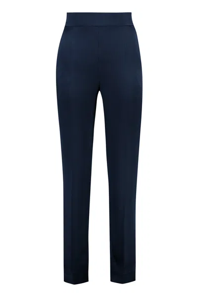 Max Mara Studio Deserto Straight-leg Trousers With Side Slits In Blue