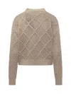 Max Mara Studio Diamond Knit Pullover In Mandorla