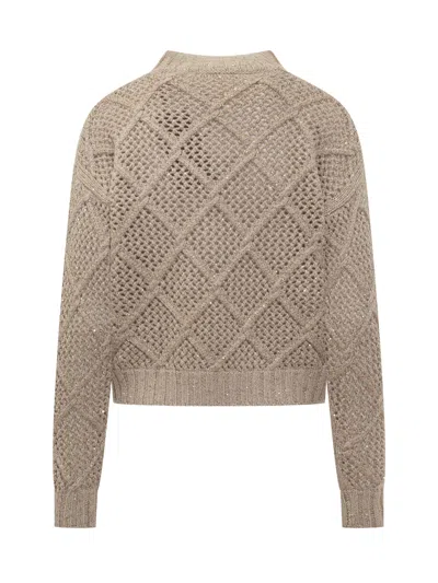 Max Mara Studio Diamond Knit Pullover In Mandorla