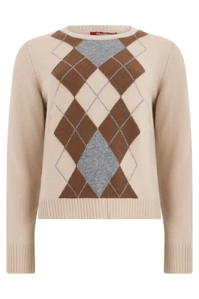 Max Mara Studio Diamond Sweater - Wool & Cashmere Knit In Beige