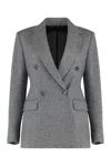 Max Mara Studio Double-breasted Blazer In Jersey In Gray