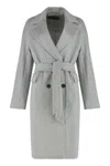 Max Mara Studio Double-breasted Coat In Cashmere Blend In Multi