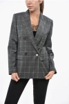 Max Mara Studio Double-breasted Colimbo District Check Wool Blazer In Animal Print
