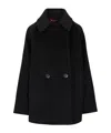 Max Mara Studio Double-breasted Long-sleeved Coat In Black