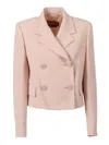 Max Mara Studio Double-breasted Long-sleeved Jacket In Pink