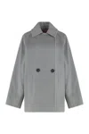 Max Mara Studio Double-breasted Wool Blazer In Gray