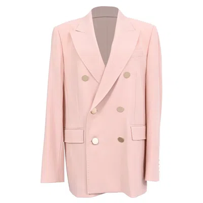 Pre-owned Max Mara Studio Double-breasted Blazer In Pink Wool