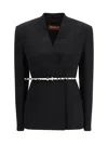 Max Mara Studio Double-breasted Cady Jacket With Belt In Black