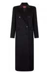 Max Mara Studio Double-breasted Virgin Wool Long Jacket In Black